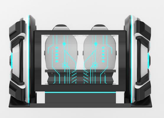 재미있는 타임 머신 2석 VR 영화 시뮬레이터 ∙ 크랭크 모션, 유리섬유 디자인, 부모와 자녀 또는 커플을 위한 이중 좌석, 56 게임, DPVR E3-S & 44인치 터치 모니터