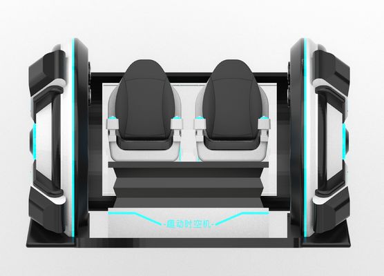 재미있는 타임 머신 2석 VR 영화 시뮬레이터 ∙ 크랭크 모션, 유리섬유 디자인, 부모와 자녀 또는 커플을 위한 이중 좌석, 56 게임, DPVR E3-S & 44인치 터치 모니터